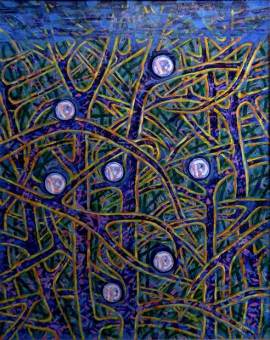 OBECNOŚĆ - akryl, olej na płótnie, 80 cm x 100 cm, 2017