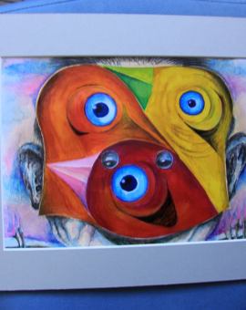 BIRD TRIO - technika mieszana na papierze , 21 cm x 30 cm, 2016