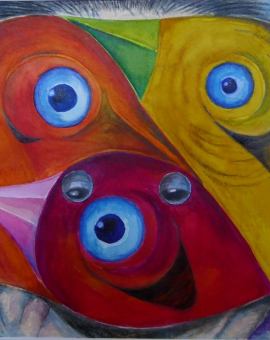 BIRD TRIO - technika mieszana na papierze , 21 cm x 30 cm, 2016